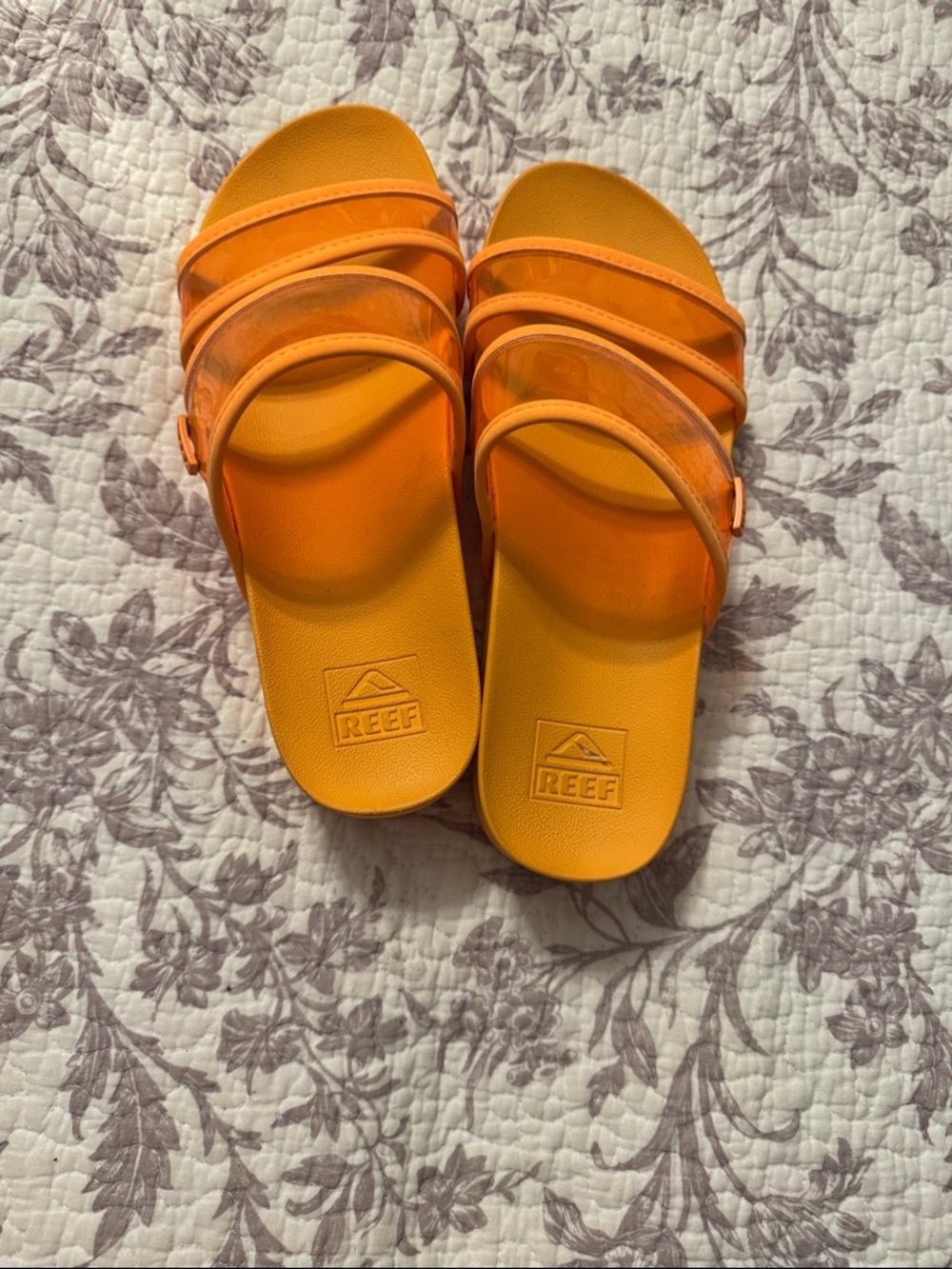 Reef Orange Platform Slide Sandals